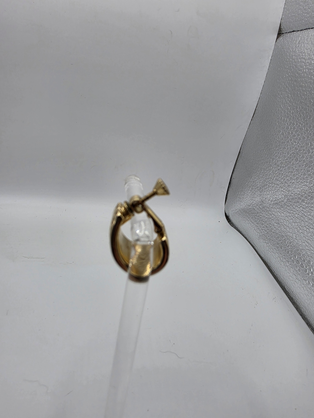Vintage Givenchy Gold Tone Ball Beaded Textured J Style Clip On Earrings - Picture 6 of 8